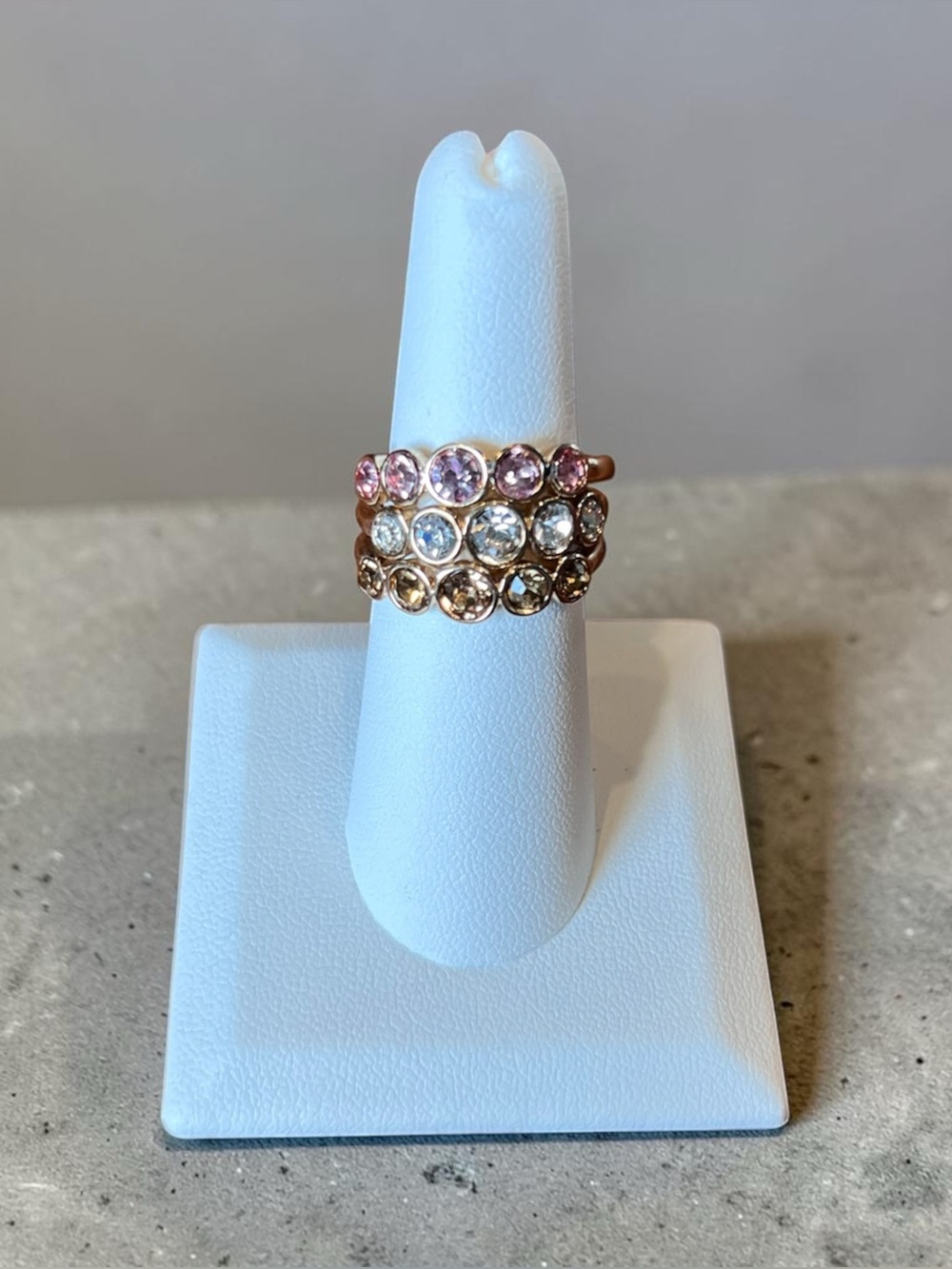 Pastel Crystal Stackable Ring Set Size 9 - Picture 2 of 5